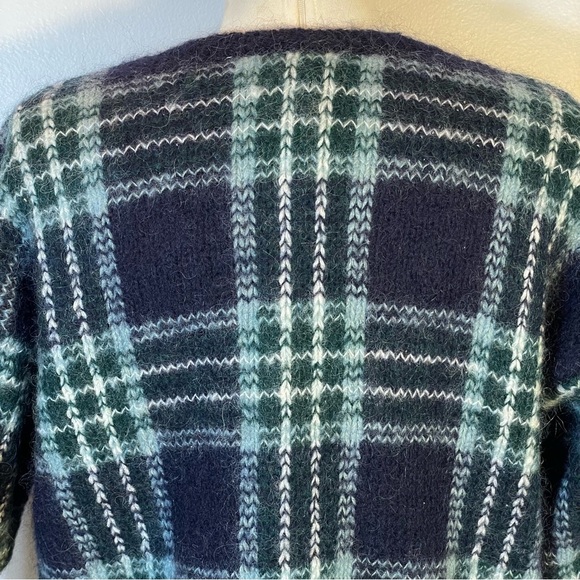 Paul Harris Design Blue Ivory Plaid Wool Mohair Vintage Crew Neck Sweater Sz M - Picture 7 of 10